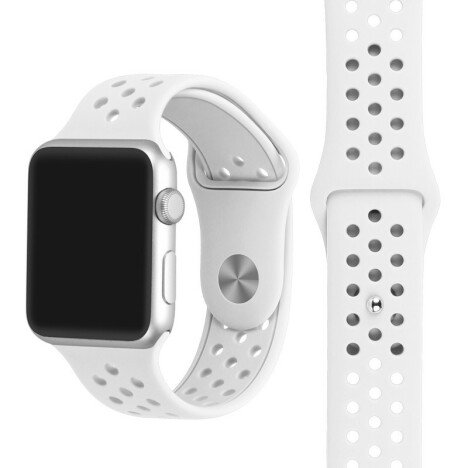 Curea iUni compatibila cu Apple Watch 1/2/3/4/5/6/7, 40mm, Silicon Sport, White